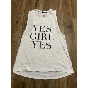 LULUSIMONSTUDIO Tank Top, Women's Size Medium, White, YES GIRL YES
